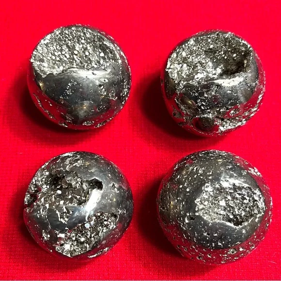 Shiny Metallic Decorative Pyrite Spheres Semiprecious Stones from Peru
